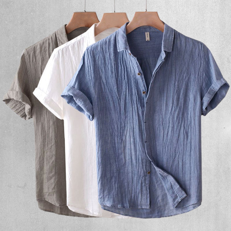Crinkle Linen Short Sleeve Shirt for Men