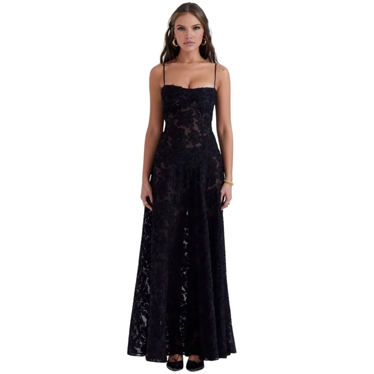 Strappy A-Line Wedding Guest Maxi Dress for Women