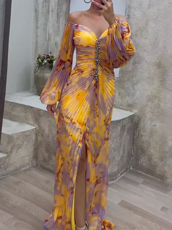 Maxi V-Neck Wedding Guest Dress for Women