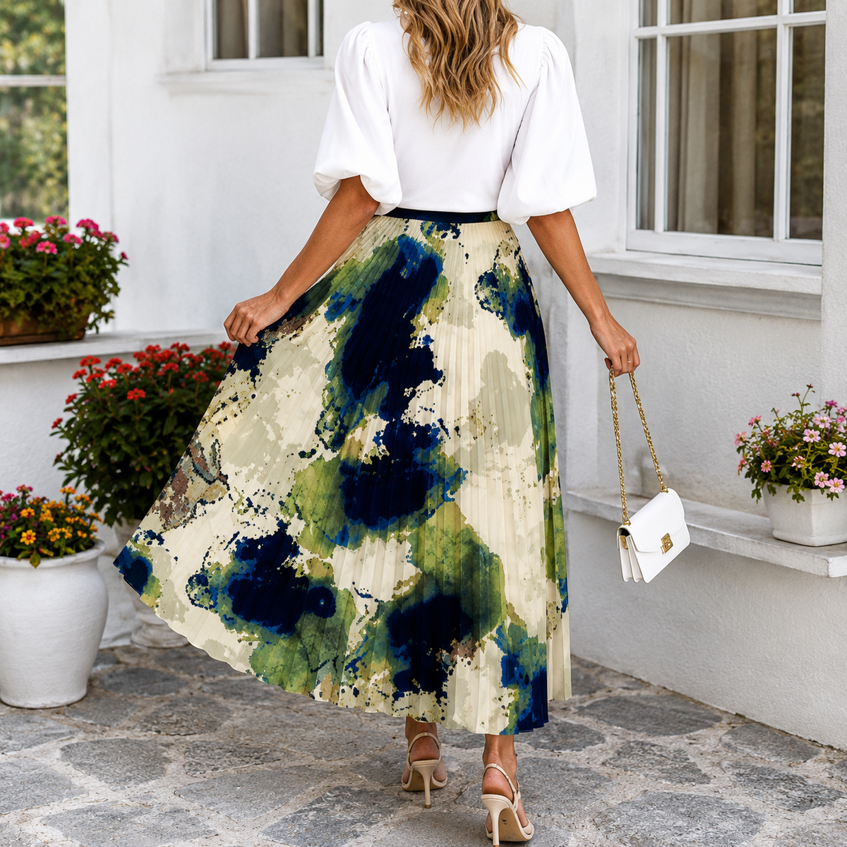Wedding Guest Pleated Maxi Skirt for Women