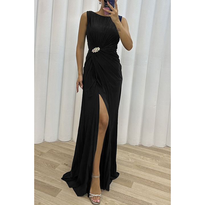 Pleated Sleeveless Maxi Dress Wedding Guest for Women