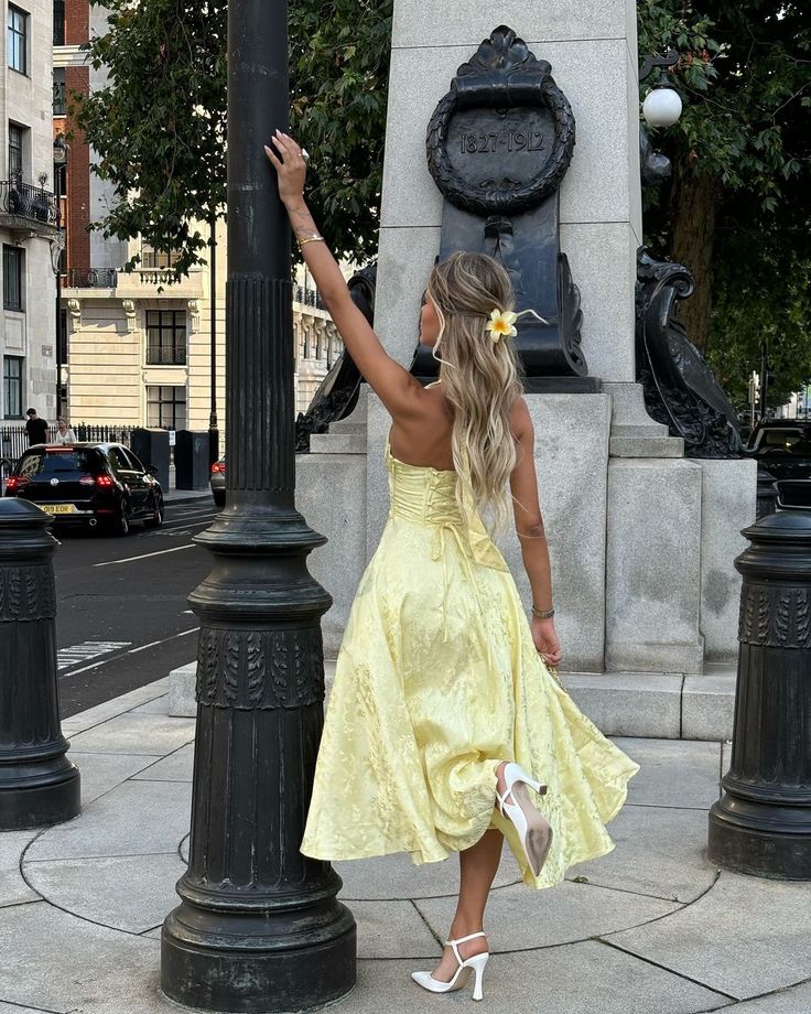 Midi V-Neck Wedding Guest Dress for Women