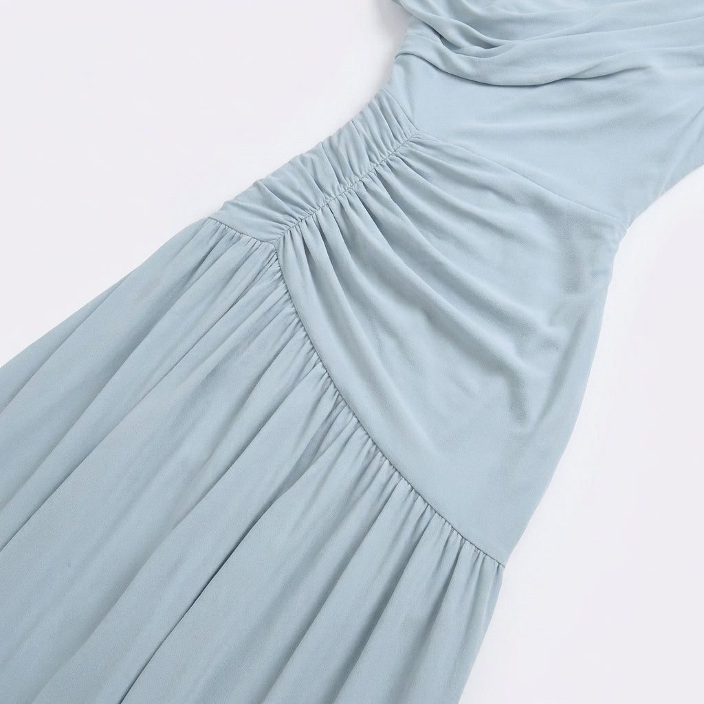 Asymmetric One-Shoulder Ruched Maxi Dress for Women - View 6