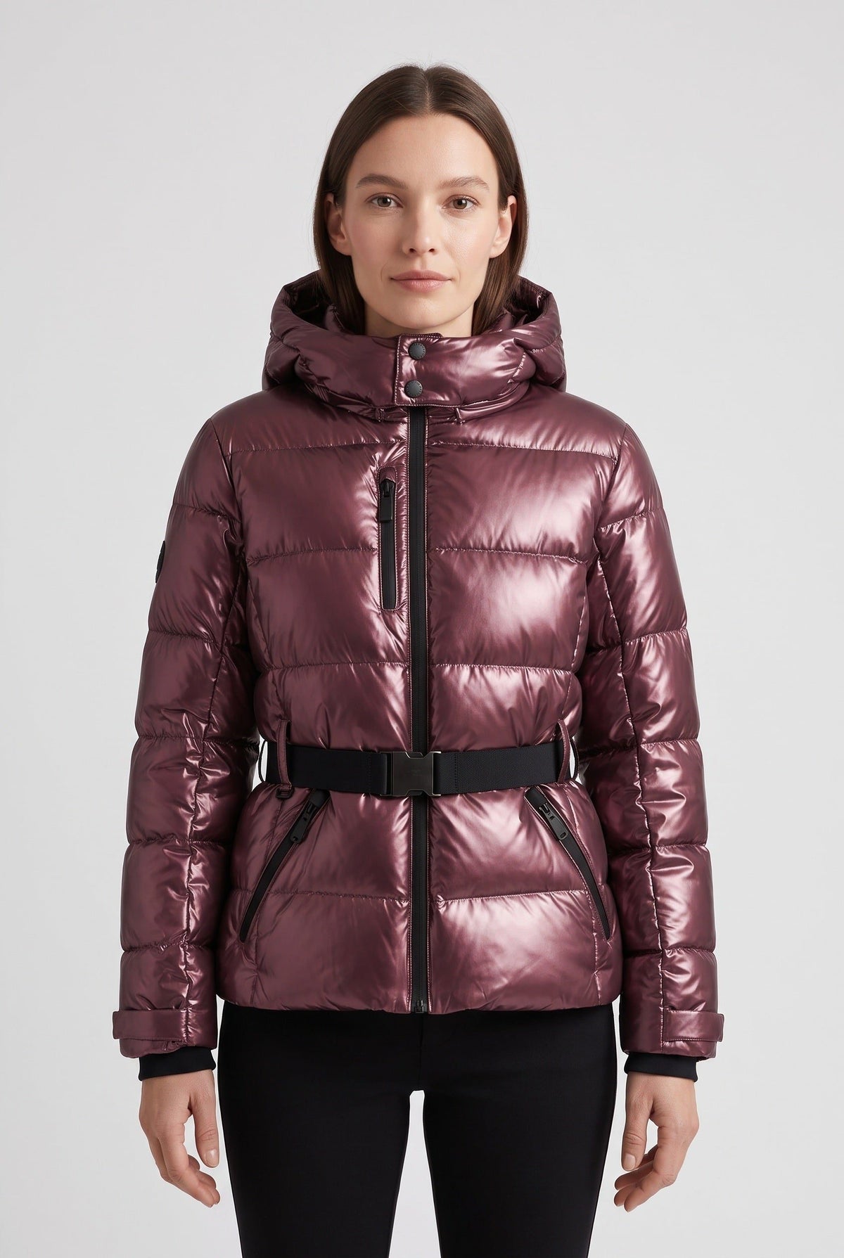 Belted Fitted Puffer Jacket for Women