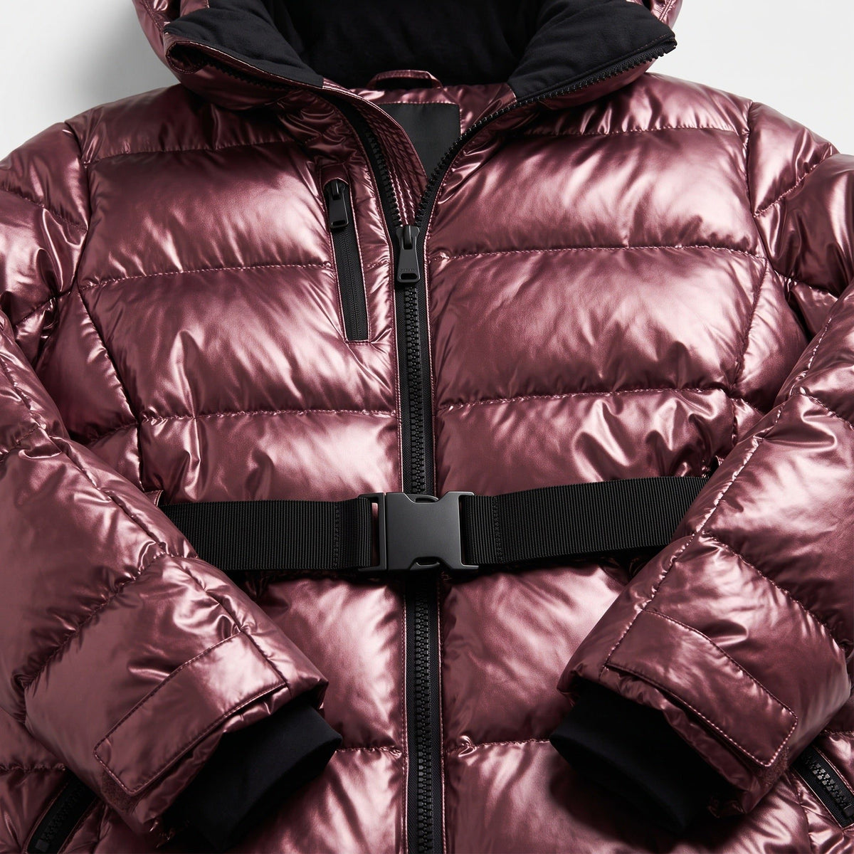 Belted Fitted Puffer Jacket for Women - View 3