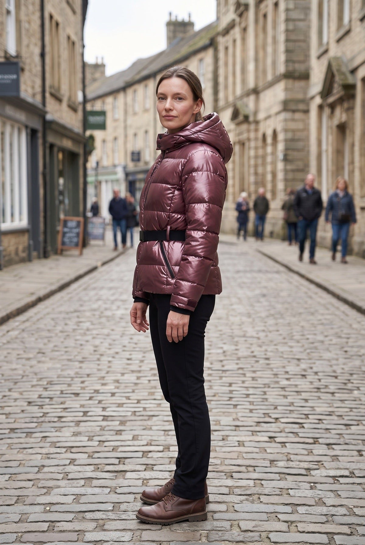 Belted Fitted Puffer Jacket for Women - View 4