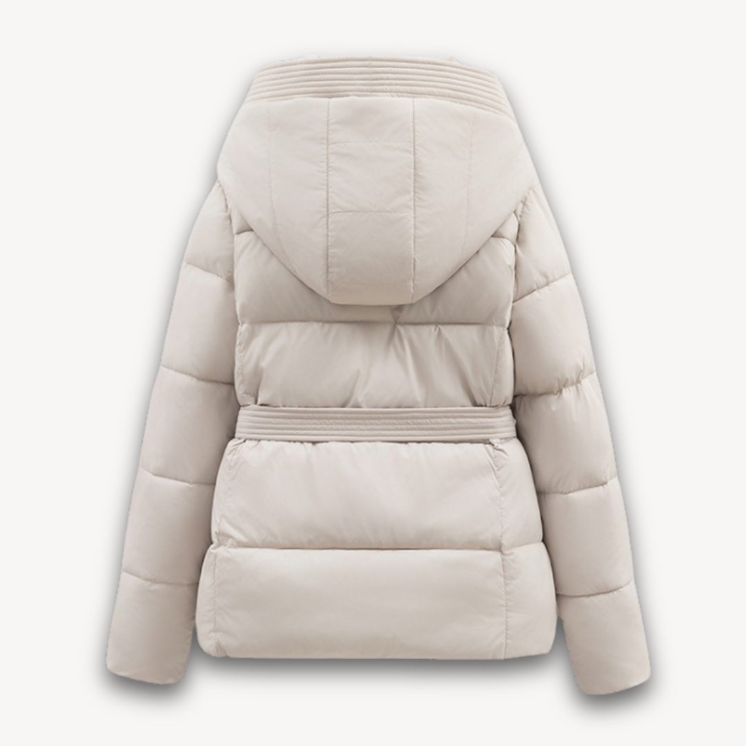 Belted Hooded Longline Puffer Jacket for Women - View 2