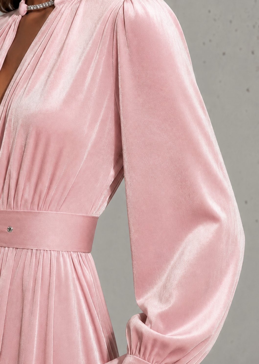 Belted Keyhole Maxi Dress with Long Sleeves for Women - View 4