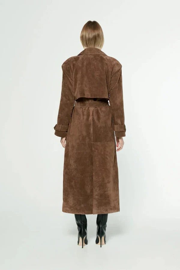 Belted Maxi Leather Trench Coat for Women - View 2