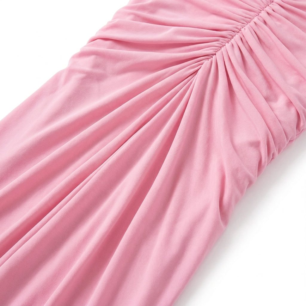 Boat-Neck Maxi Dress with Ruched Cape-Sleeves and Open Back for Women - View 6