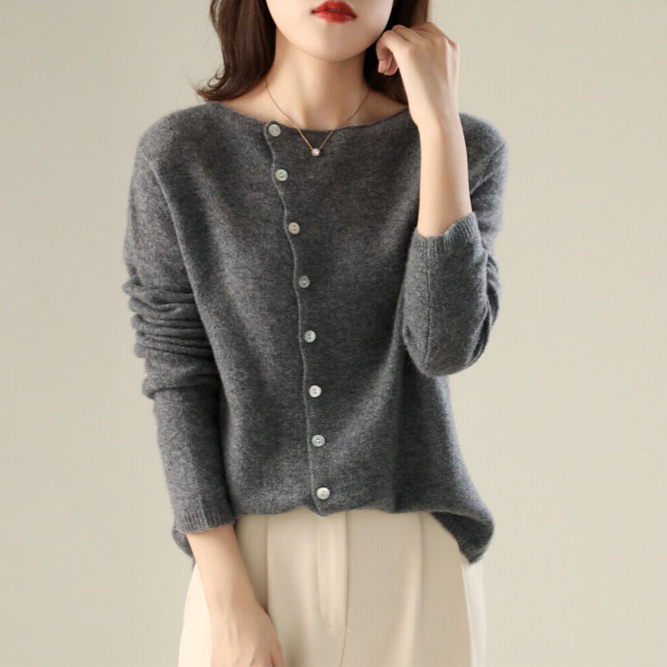 Button-Down Cardigan for Women - Grey