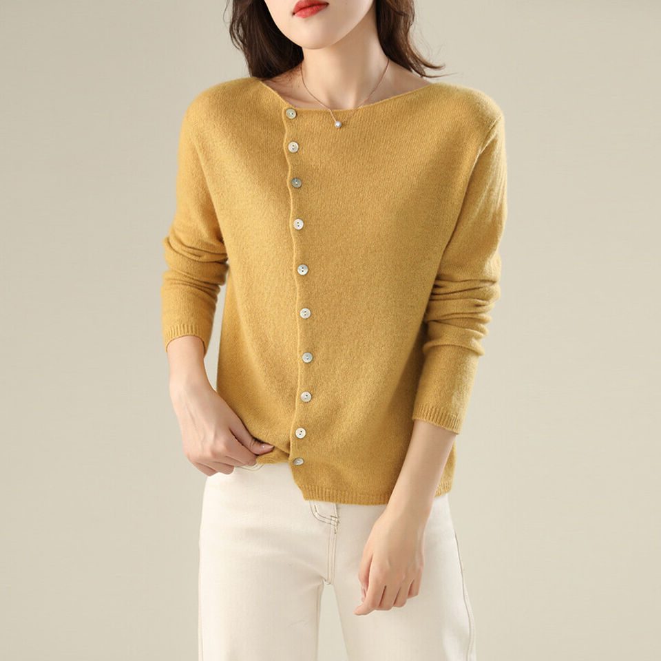 Button-Down Cardigan for Women - Yellow