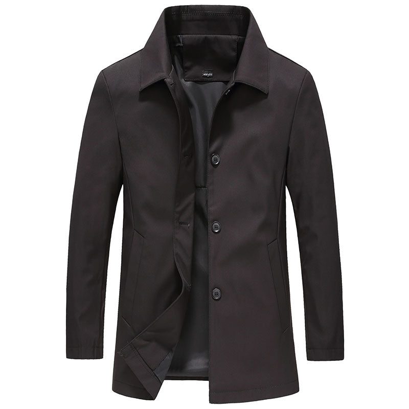 Button-Down Collar Overcoat for Men