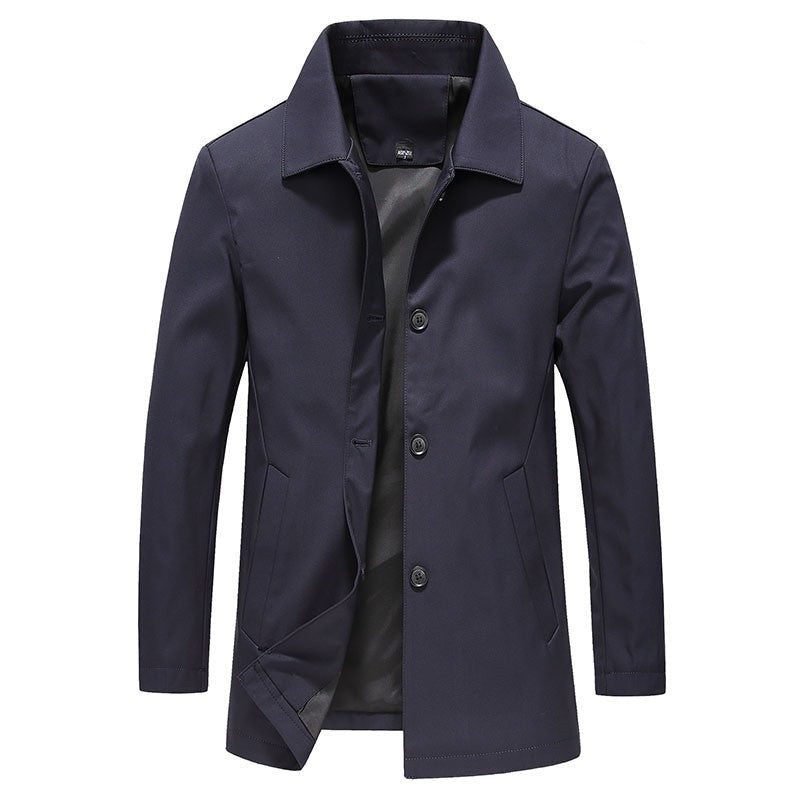Button-Down Collar Overcoat for Men