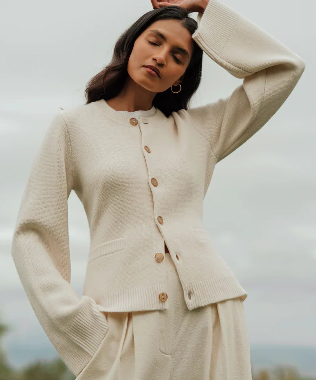 Button-Down Crew Neck Cardigan for Women - View 3