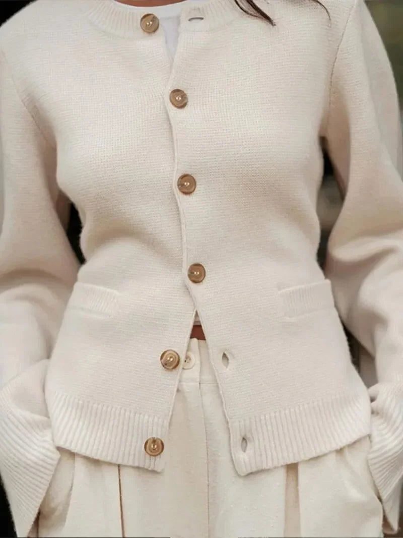 Button-Front Crew Neck Jumper for Women - View 3