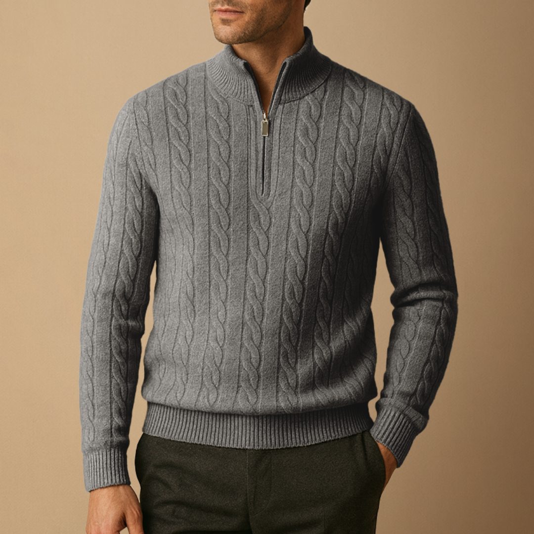 Cable Knit Half Zip Jumper for Men