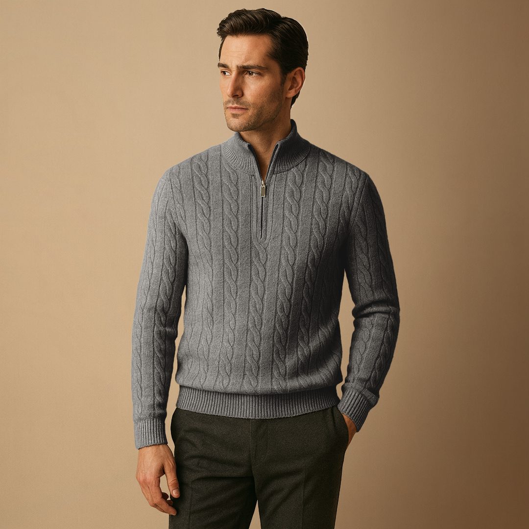 Cable Knit Half Zip Jumper for Men - View 3