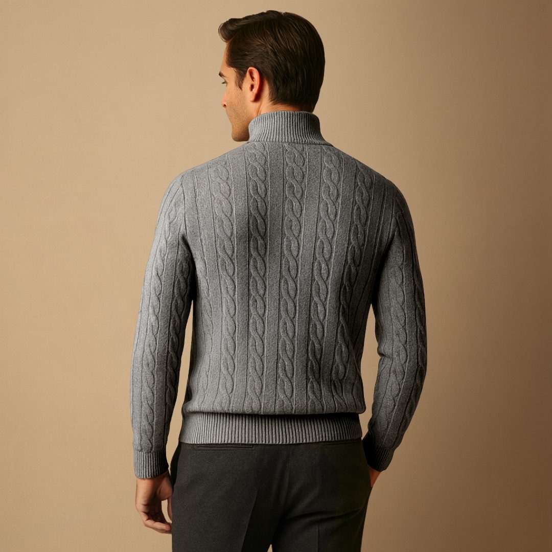 Cable Knit Half Zip Jumper for Men - View 4