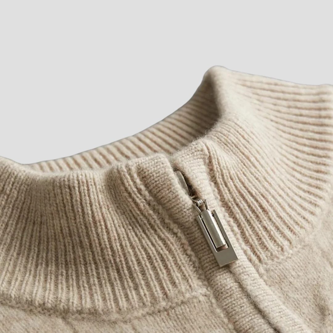 Cable Knit Half Zip Jumper for Men - View 9