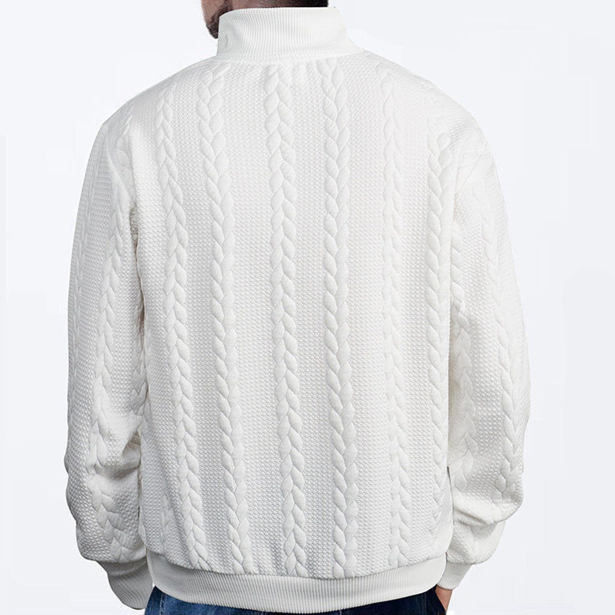 Cable Knit Quarter-Zip Jumper for Men - View 16