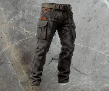 Cargo Trousers with Textured Weave for Men