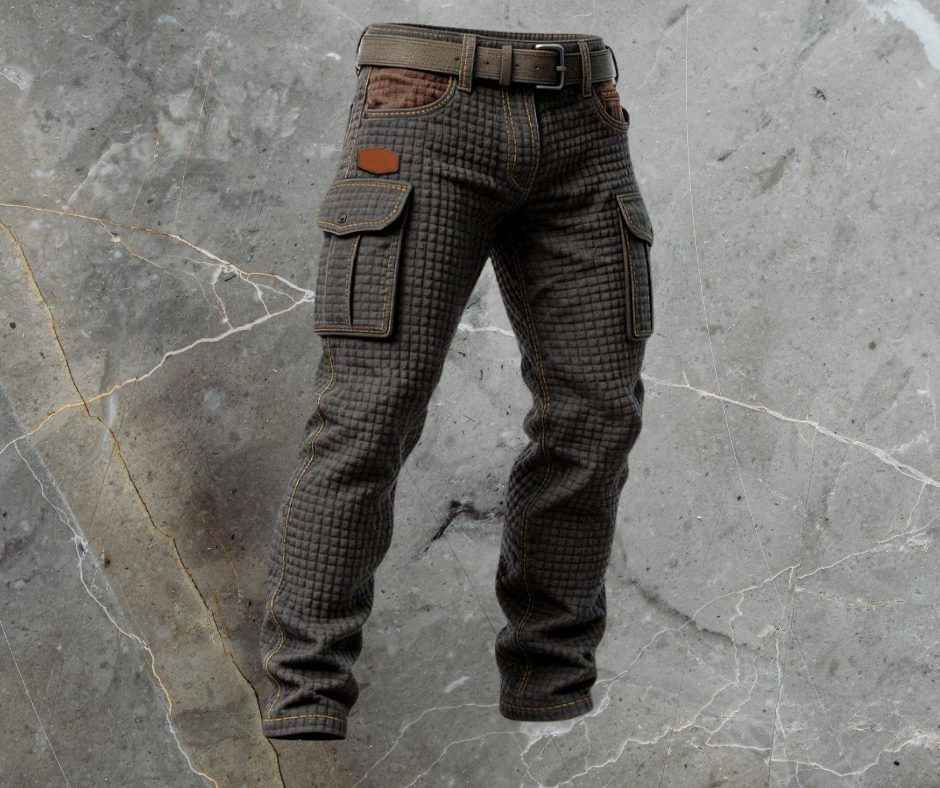 Cargo Trousers with Textured Weave for Men