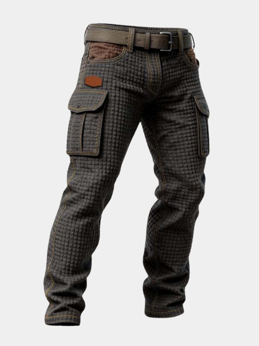 Cargo Trousers with Textured Weave for Men - View 3
