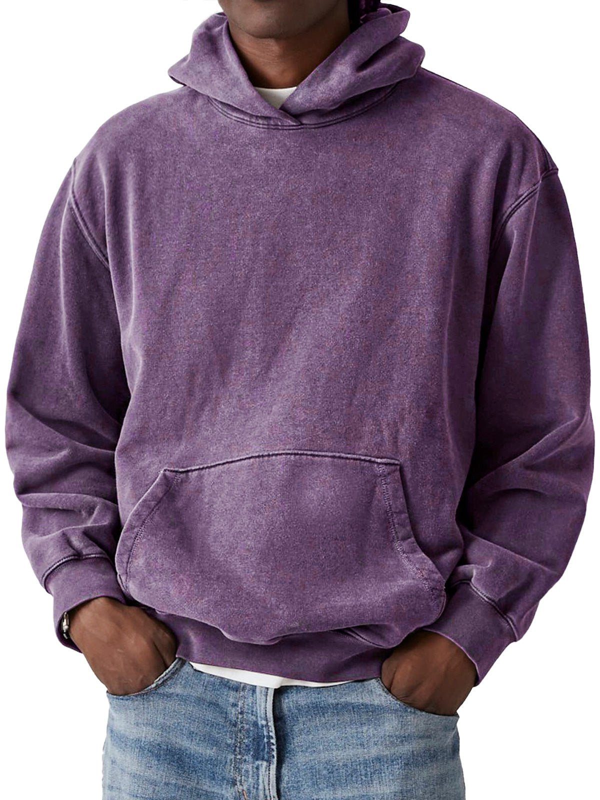 Casual Hoodie with Kangaroo Pocket for Men - Purple