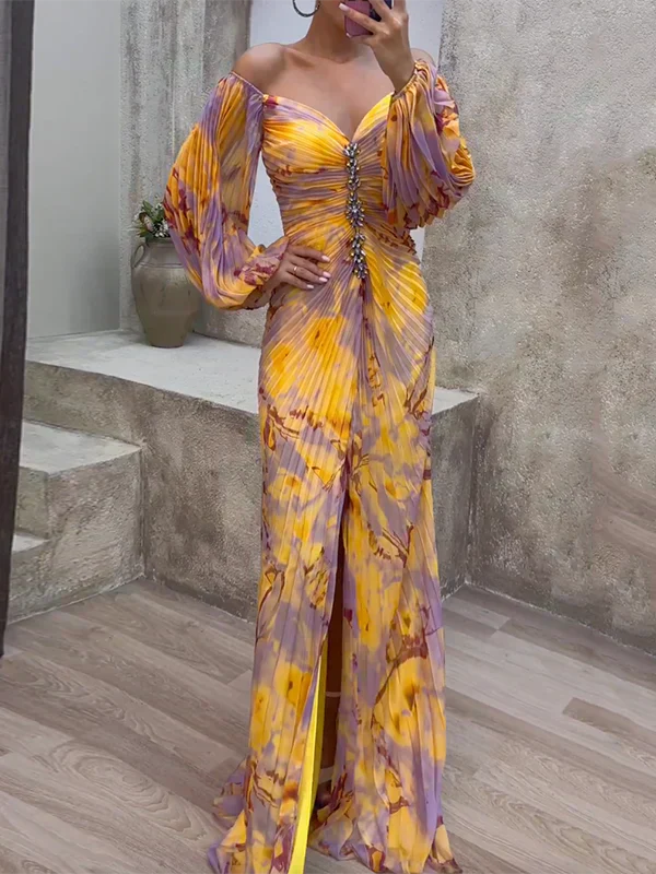 Maxi V-Neck Wedding Guest Dress for Women