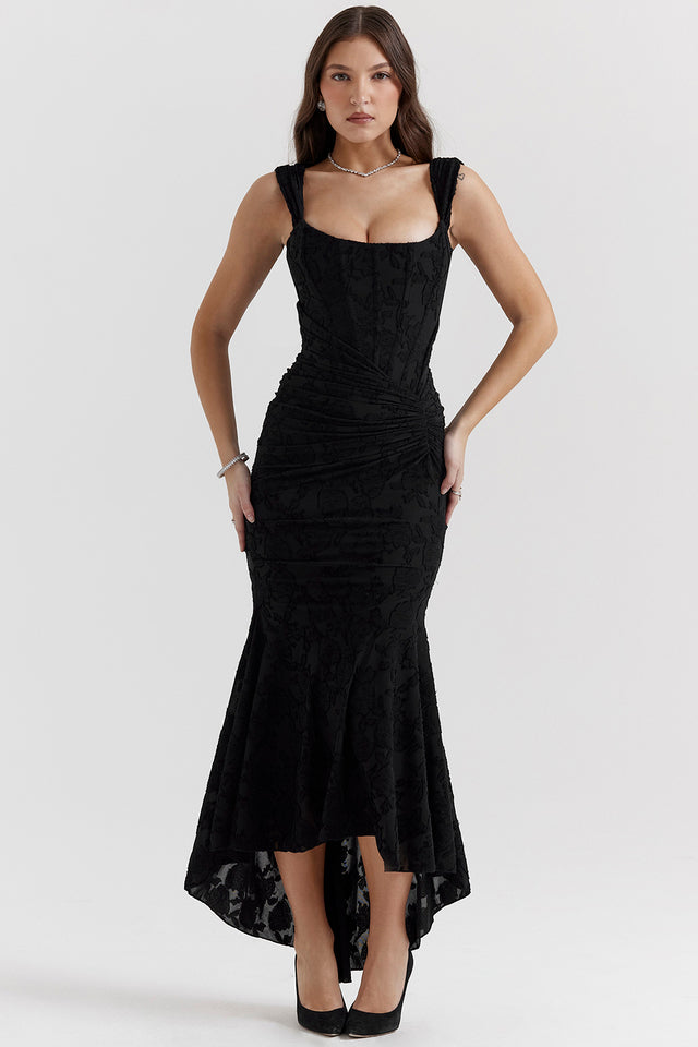 Ruched Lace Maxi Dress Wedding Guest for Women