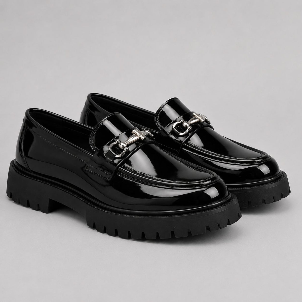 Chunky Sole Loafers with Hardware Detail for Men