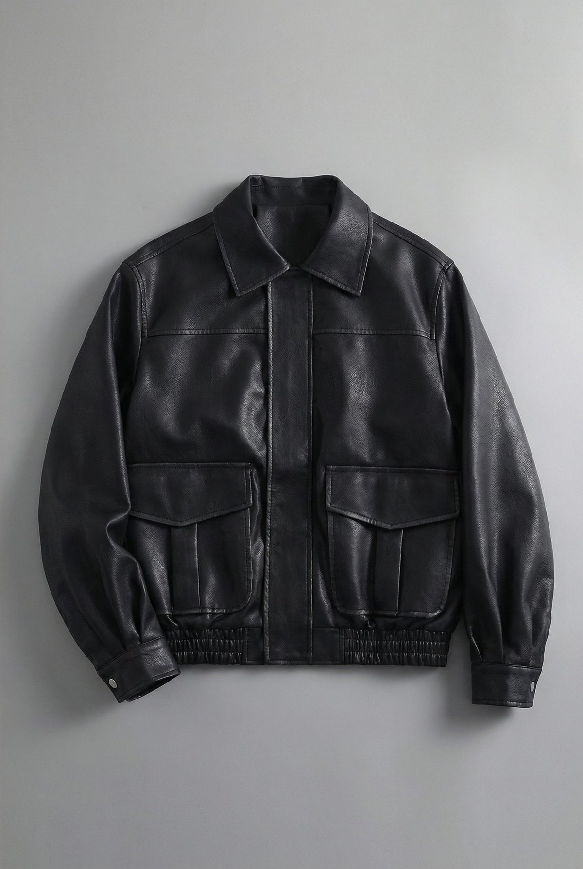 Collared Faux Leather Jacket for Women - View 2
