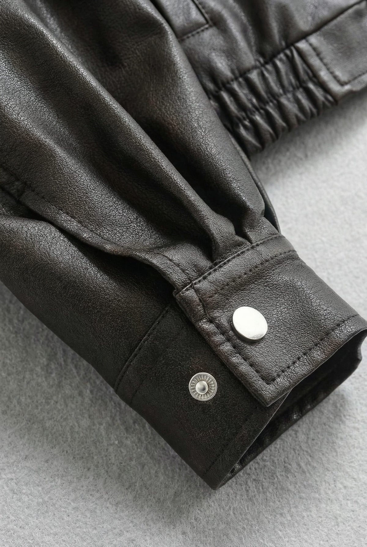 Collared Faux Leather Jacket for Women - View 9