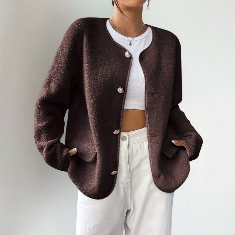 Collarless Button Cardigan for Women