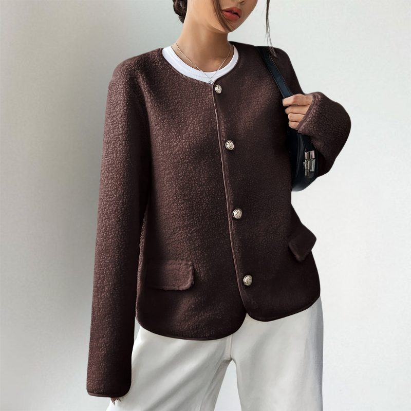 Collarless Button Cardigan for Women - View 3