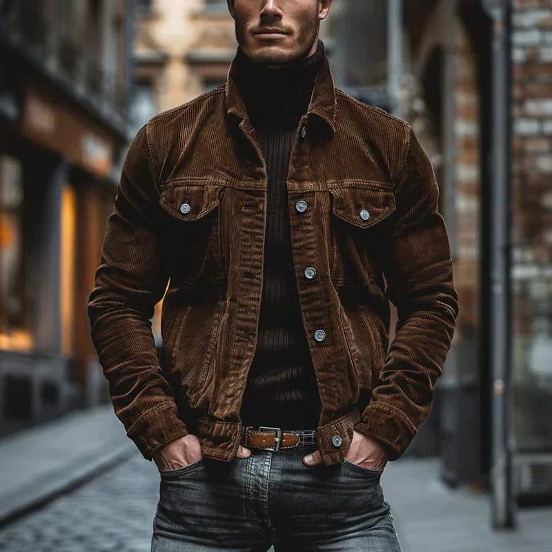 Corduroy Button-Down Jacket for Men
