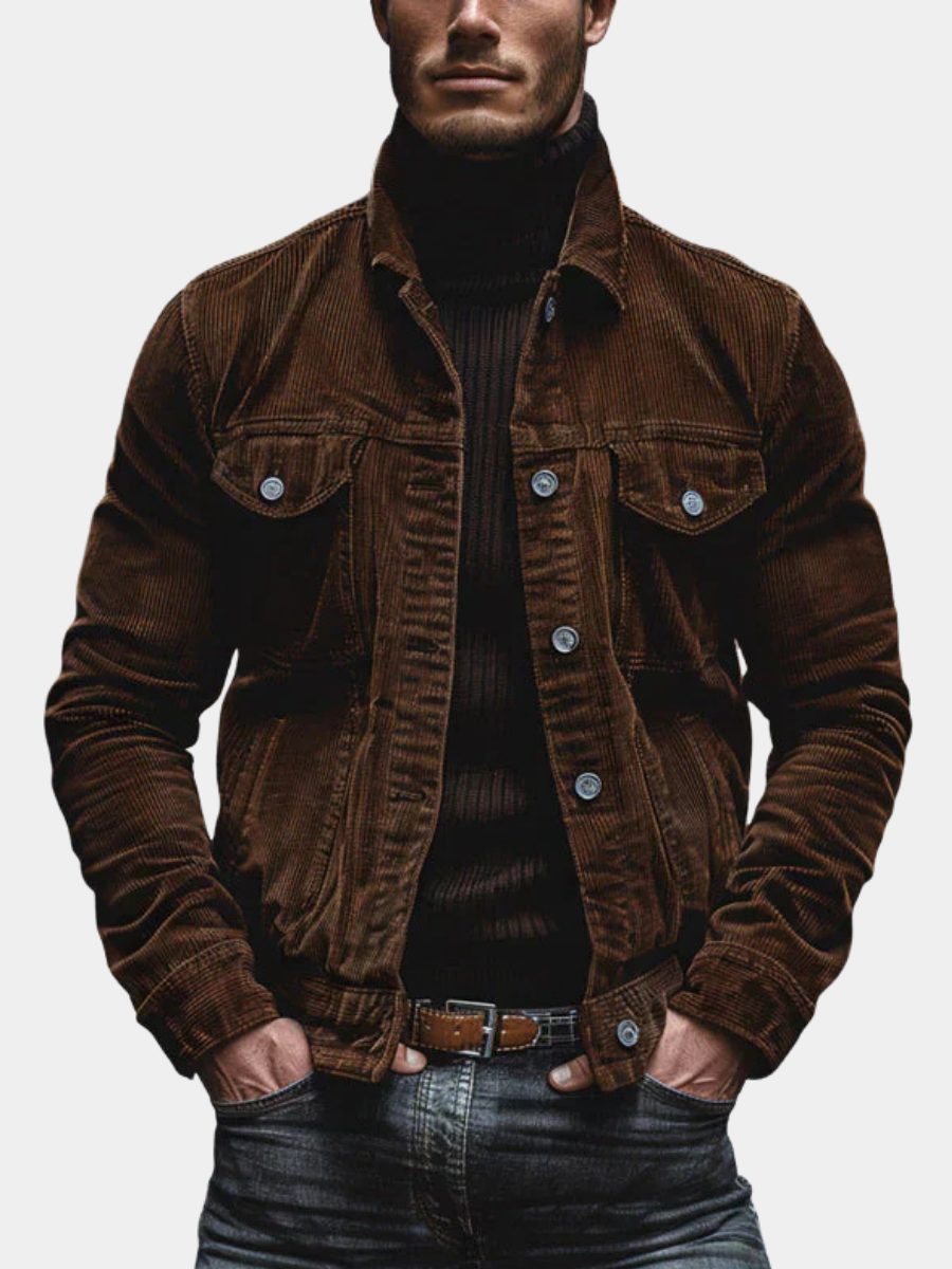 Corduroy Button-Down Jacket for Men - View 6