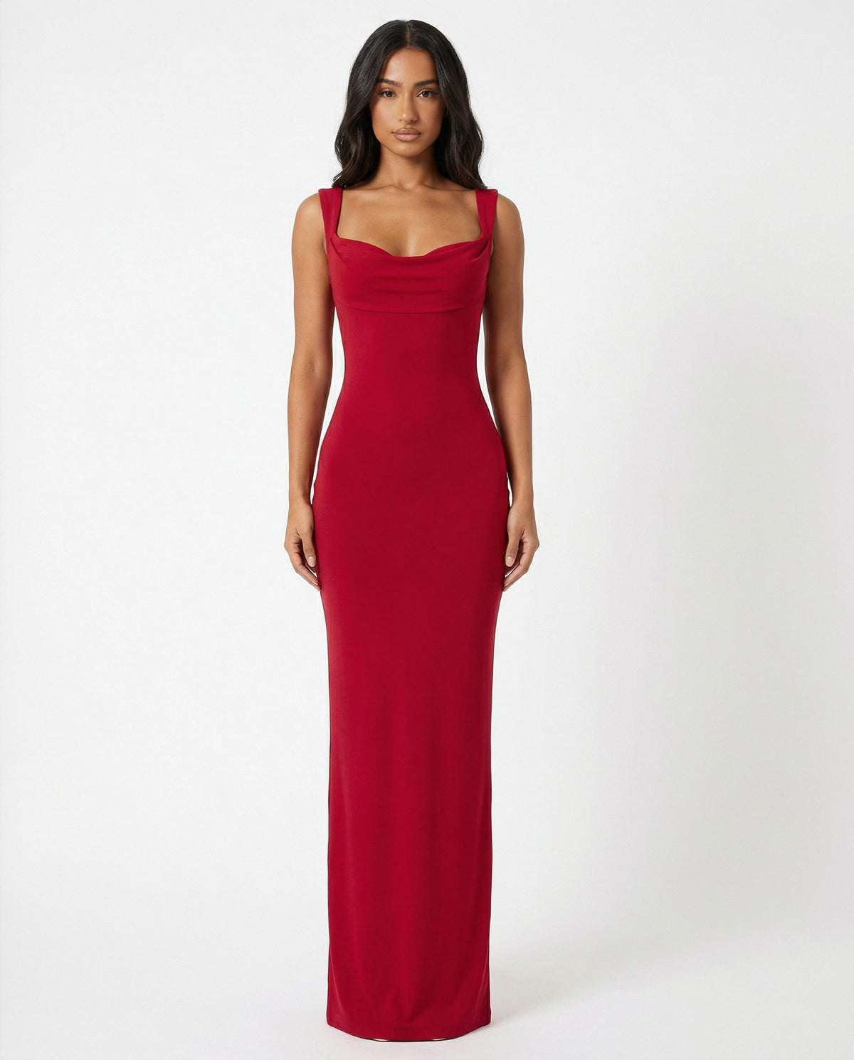 Cowl Neck Open Back Bow Maxi Dress for Women - View 2