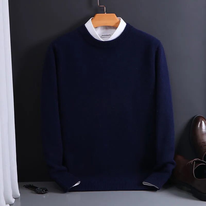 Crew Neck Cashmere Jumper for Women - Dark Blue
