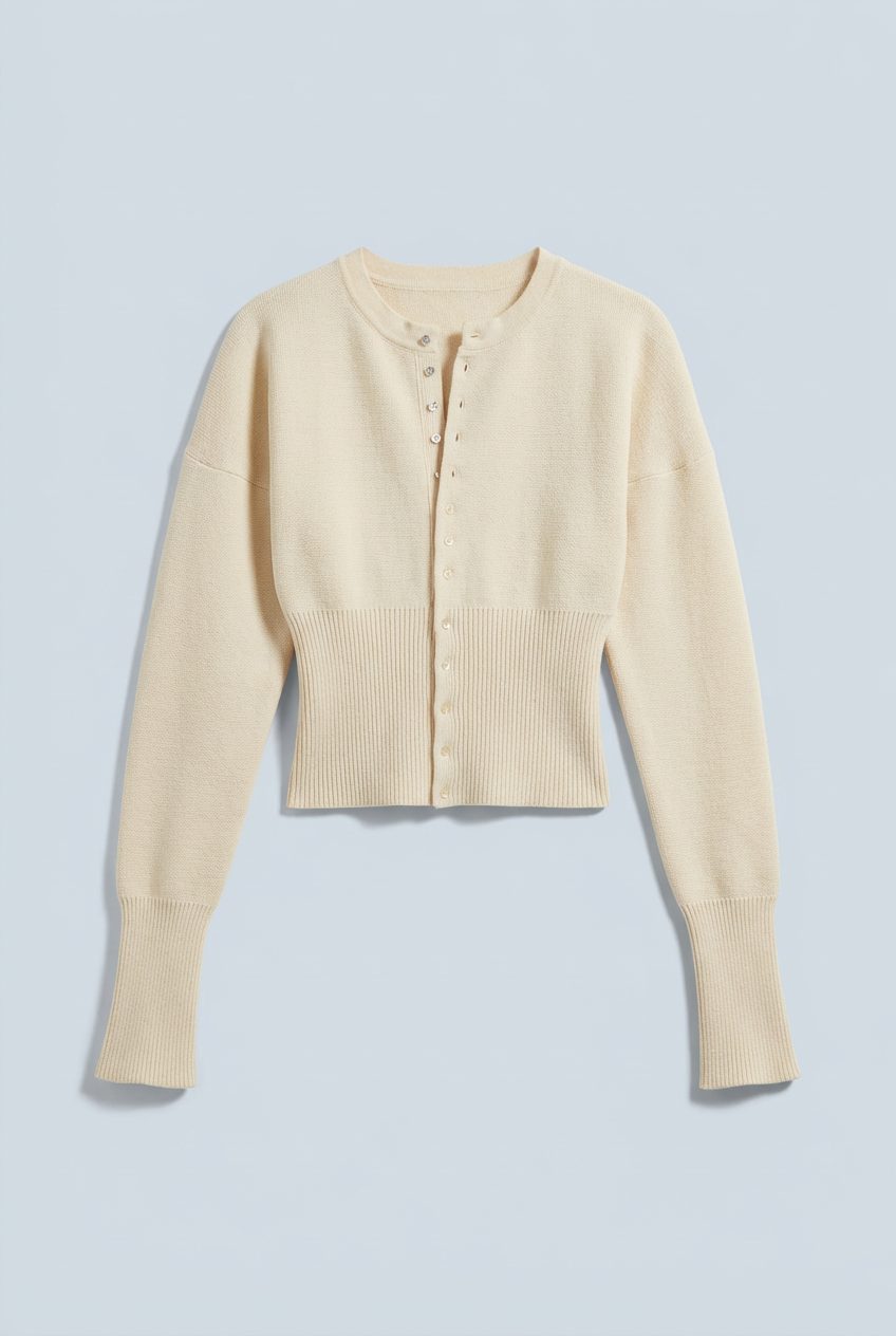 Cropped Button-Front Cardigan for Women - View 4
