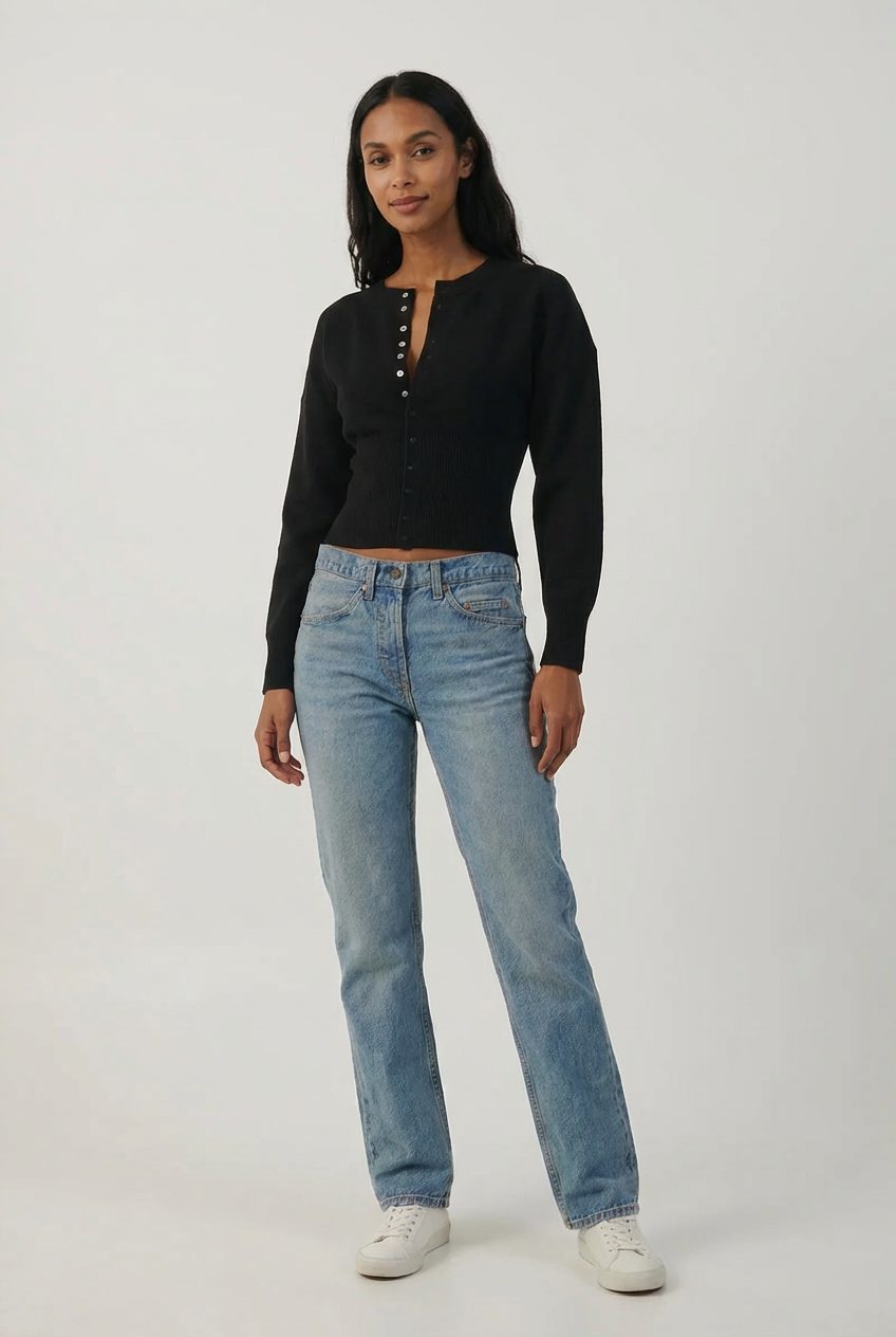 Cropped Button-Front Cardigan for Women - View 6