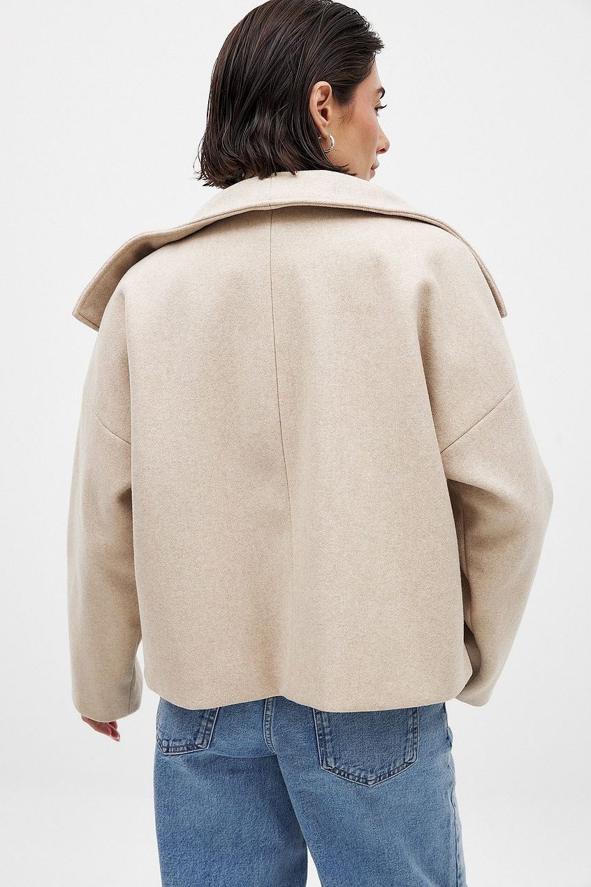 Cropped Double-Breasted Trench Coat with Wide Lapel for Women - View 8