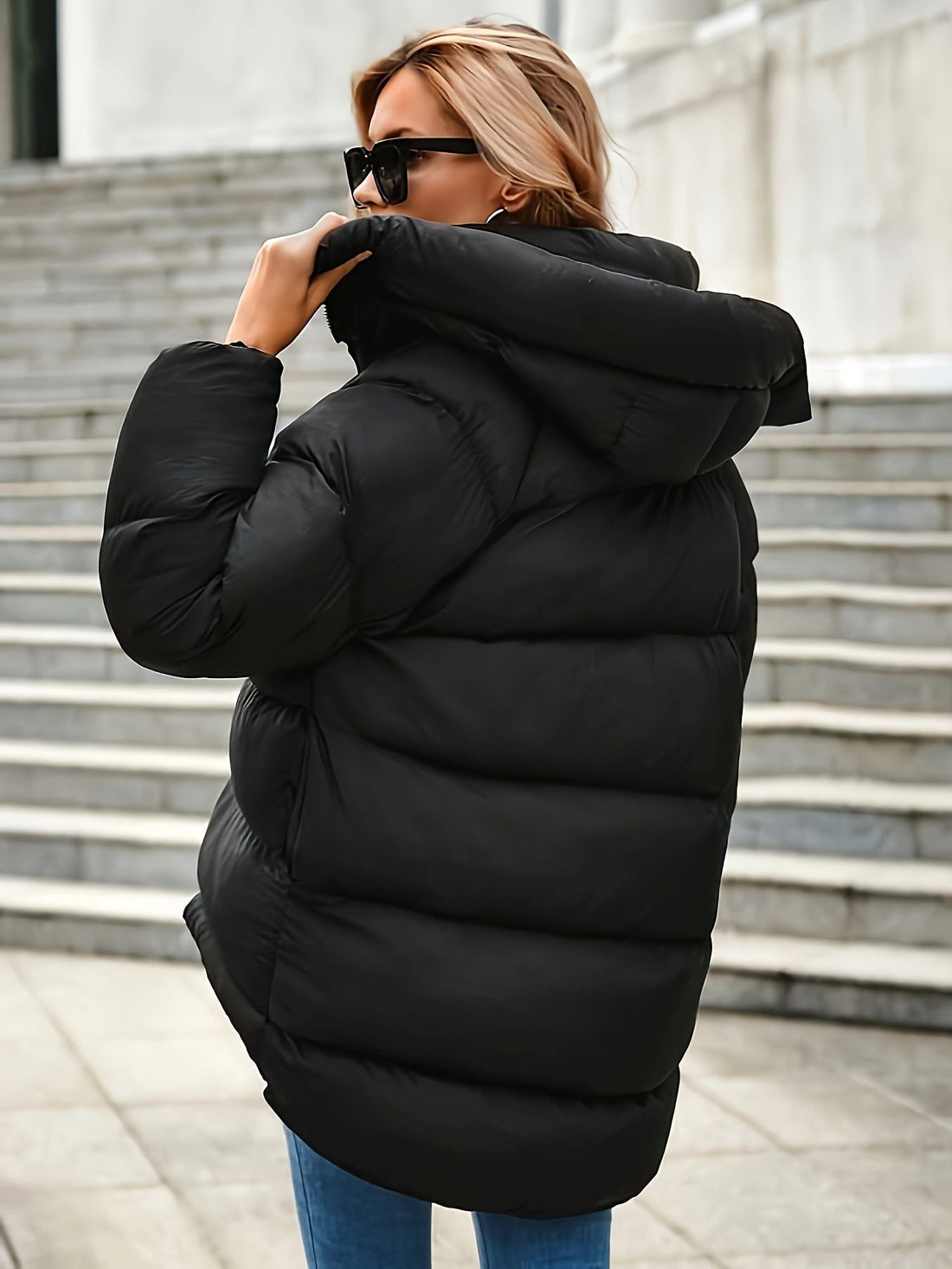 Cropped Hooded Puffer Jacket for Women