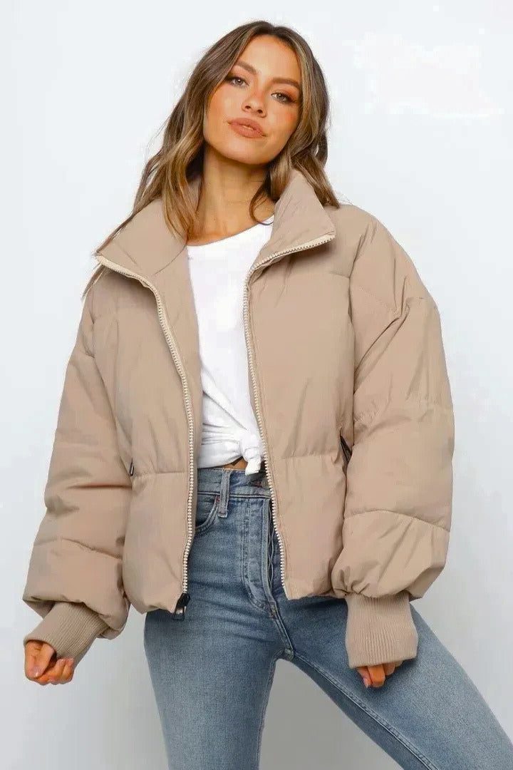 Cropped Quilted Puffer Jacket for Women