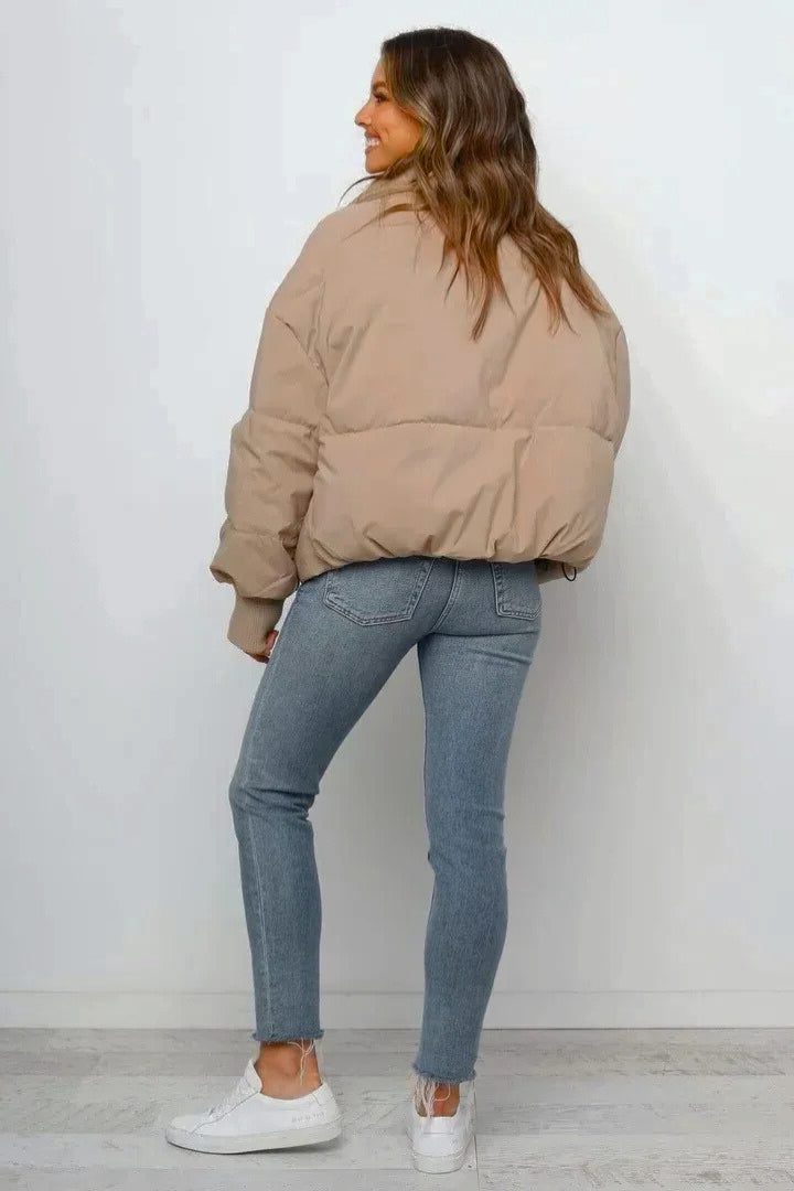 Cropped Quilted Puffer Jacket for Women