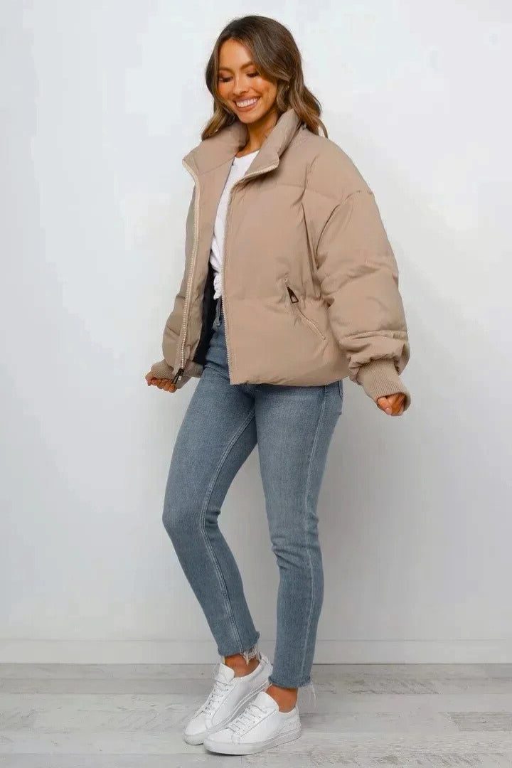 Cropped Quilted Puffer Jacket for Women - View 3
