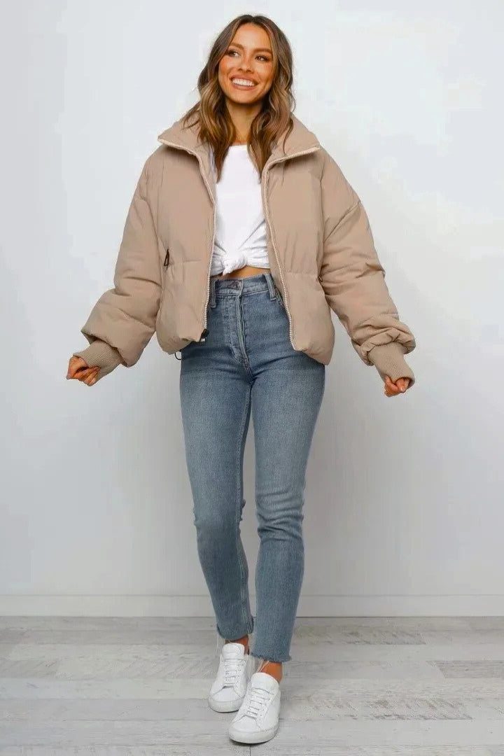 Cropped Quilted Puffer Jacket for Women - View 5