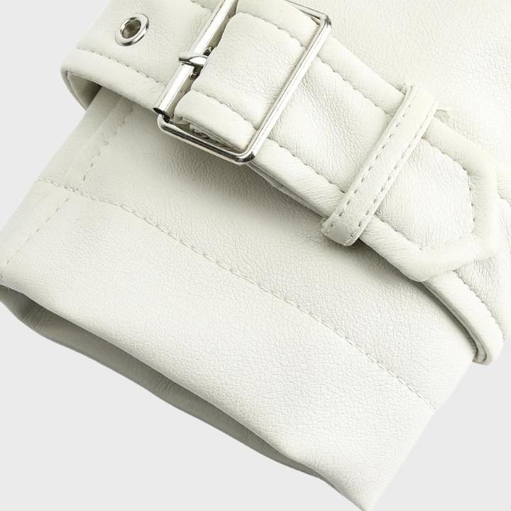 Cropped Wide Collar Biker Jacket for Women - View 10