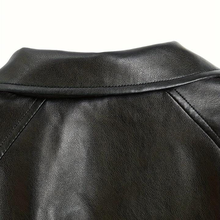 Cropped Wide Collar Biker Jacket for Women - View 4